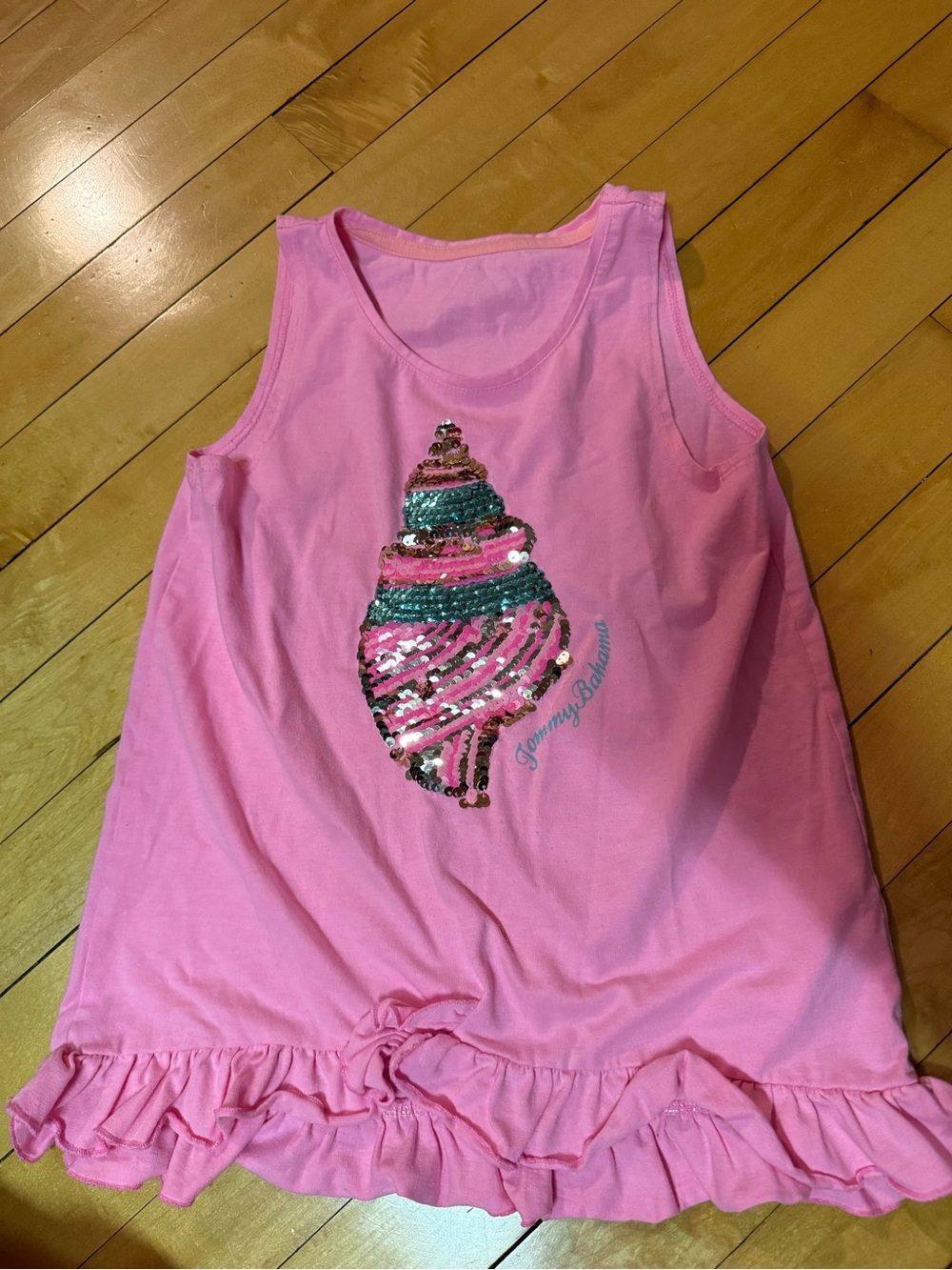 Tommy Bahama Pink Girls' Sequin Shell Ruffle Tank